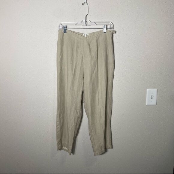 John Paul Richard Outfit Petite 100% Pure Linen Tan Pants Women's Size 10P - Picture 9 of 9